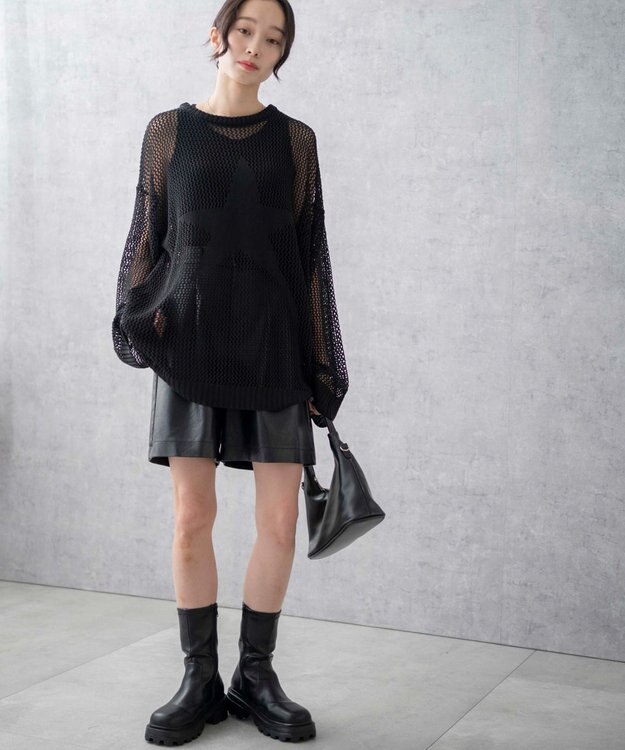 WEGO スターメッシュニットプルオーバー ブラック