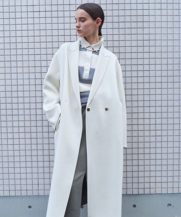 BEIGE， ZION / ウールロングチェスターコート Ecru