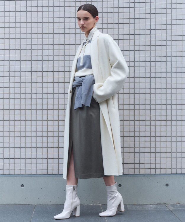 BEIGE， ZION / ウールロングチェスターコート Ecru