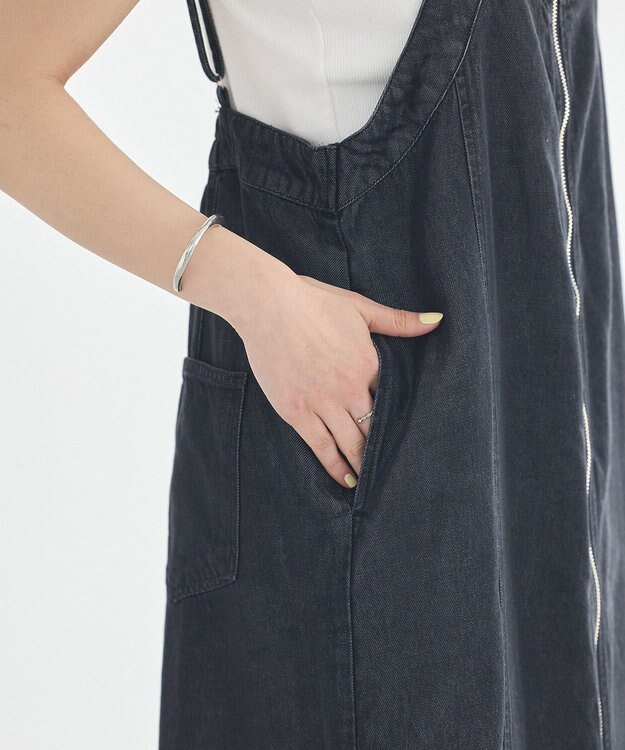 earth music&ecology ダブルジップデニムキャミワンピース Black