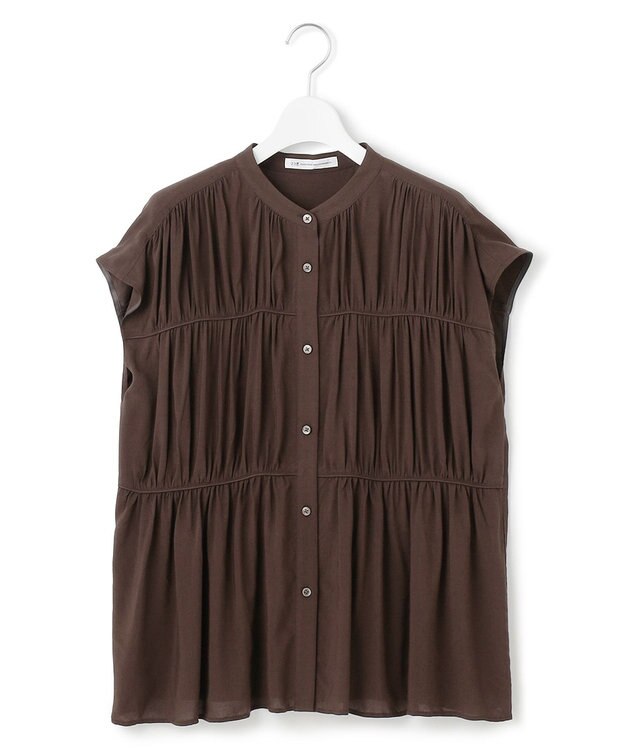 23区 S 【接触冷感/WEB&一部店舗限定】レーヨンスパローン ティアード ブラウス ダークブラウン系