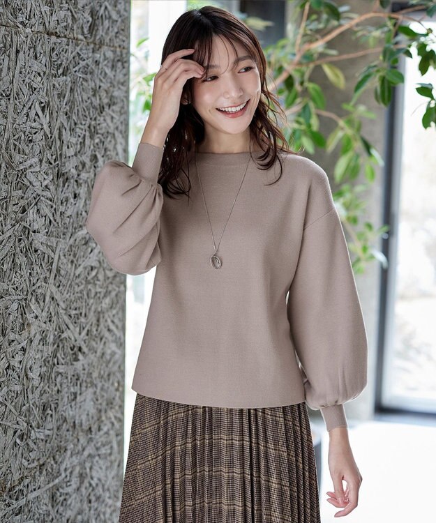 Tiaclasse 【安田美沙子さん着用・新色追加・洗える】ボリュームパフスリーブニット グレージュ