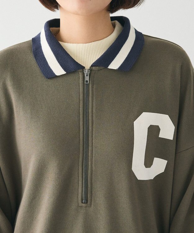 CRAFT STANDARD BOUTIQUE 【ユニセックス】裏毛ハーフジップスウェット Khaki