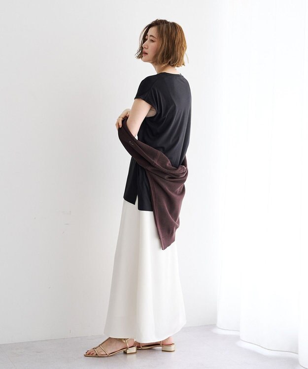YECCA VECCA サテンフレアスカート Ivory