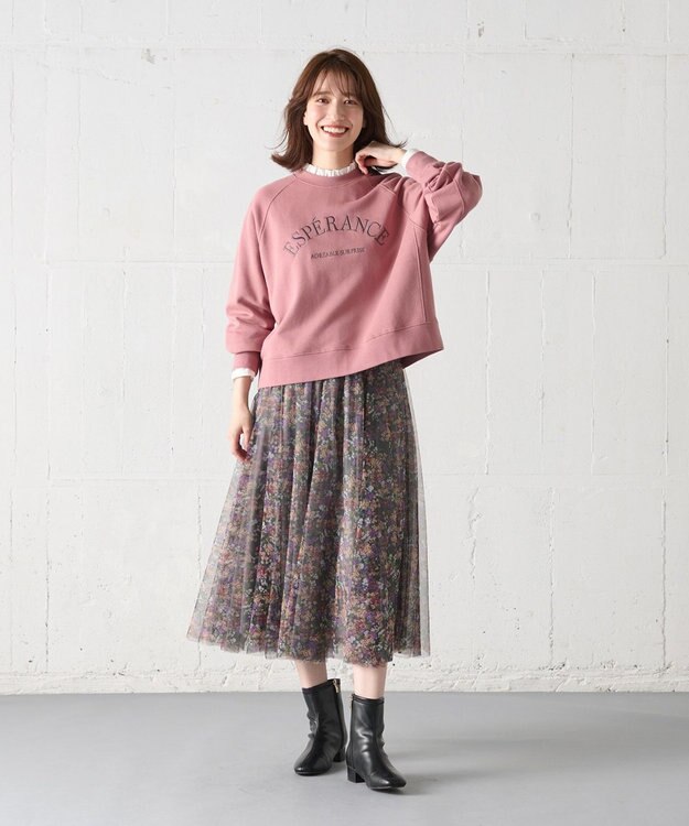 ANY 【ウエストゴム】チュールフレアースカート ライトグレー系