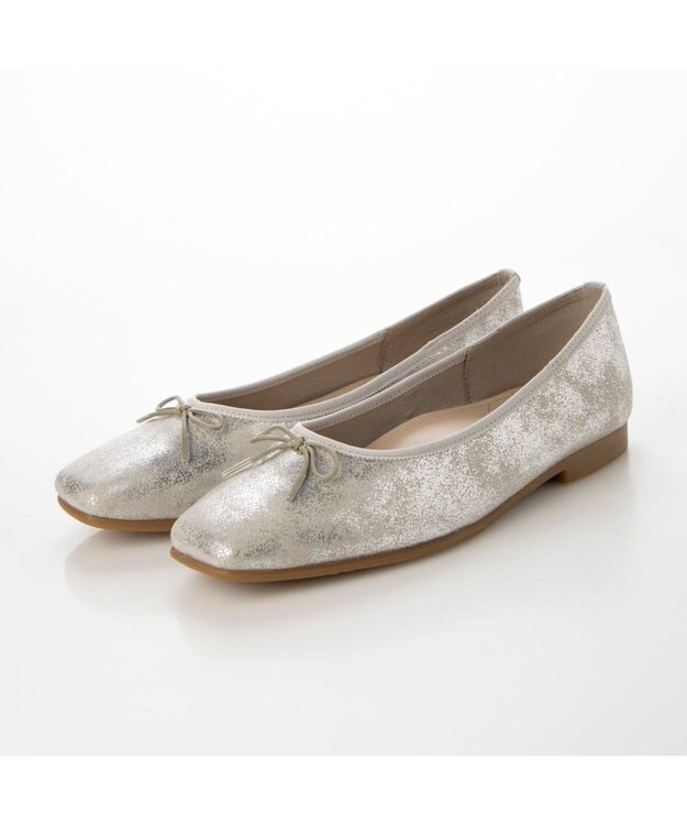 ing <ing>【WEB限定】スクエアトゥバレエシューズ シルバー