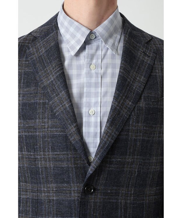 DAKS リネンコットンチェックジャケット ダークグレー