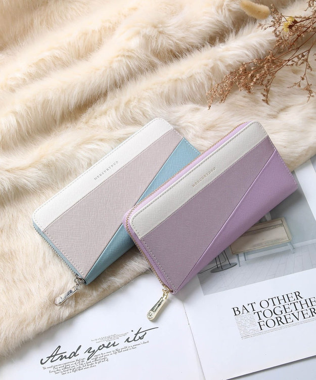 style code 【MERCURYDUO/マーキュリーデュオ】ダイアナ　トリコカラーRFロングウォレット ラベンダー