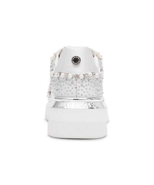 STEVE MADDEN GLORIES パールビジューレースアップスニーカー アイボリー