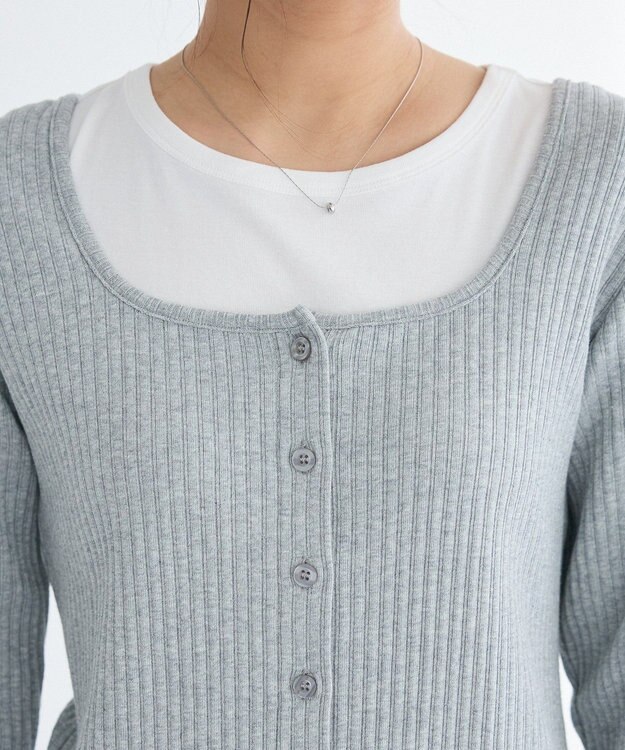 CRAFT STANDARD BOUTIQUE 2点セット / スクープネックカーディガン+タンクトップ Gray Mixture