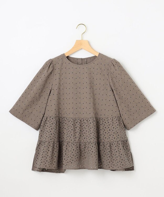 組曲 【新色追加】エンブロイダリーレースフリル ブラウス モカグレー系9