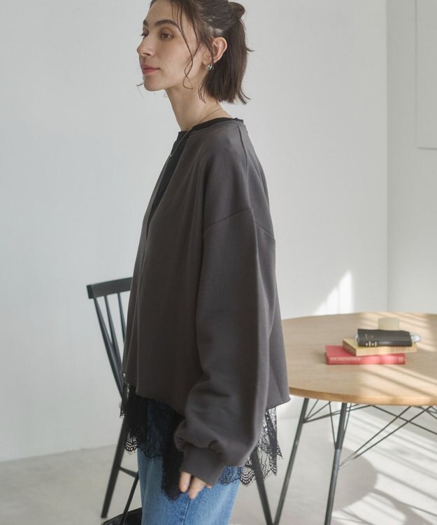 WEGO 【ANGIE VINTAGE】裾レースドッキングロンT ブラック
