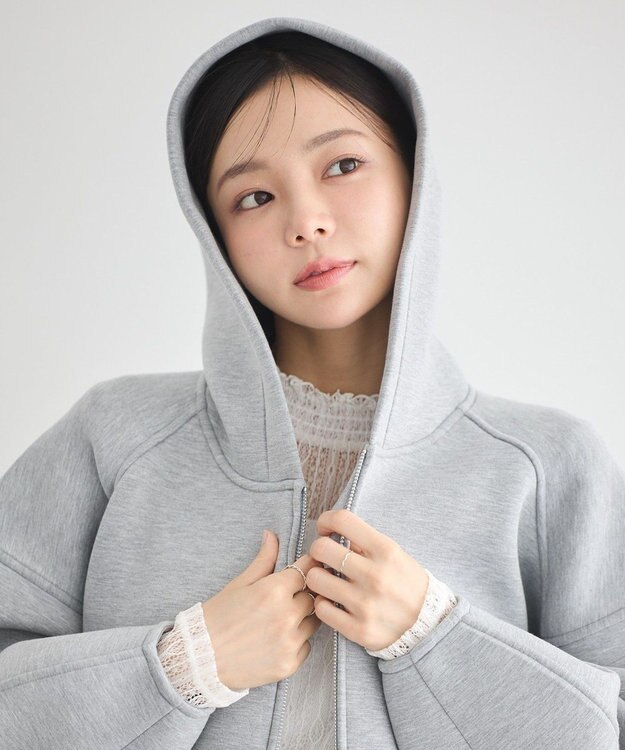 earth music&ecology フーディーダンボールジップブルゾン Gray Mixture