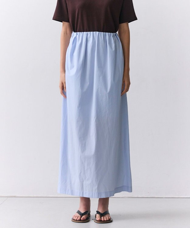 BEIGE， MALLOW / コットンタック イージーフレアスカート Sax