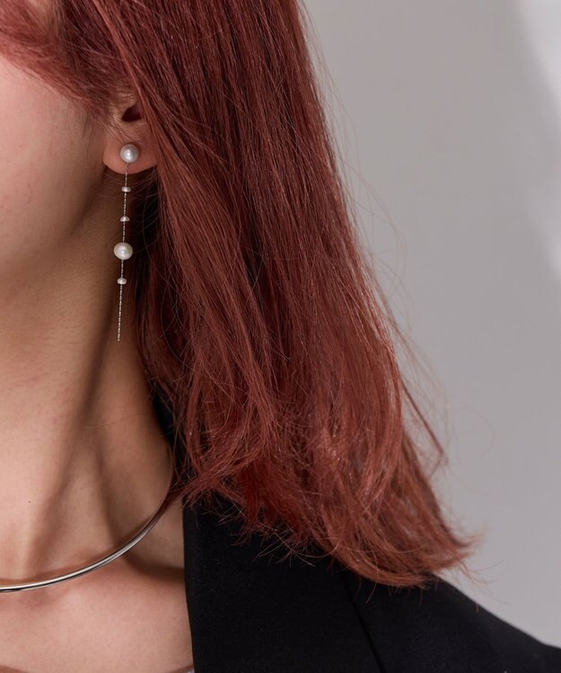 Phoebe 【金属アレルギー対応】パールドロップロングピアス　シルバー シルバー