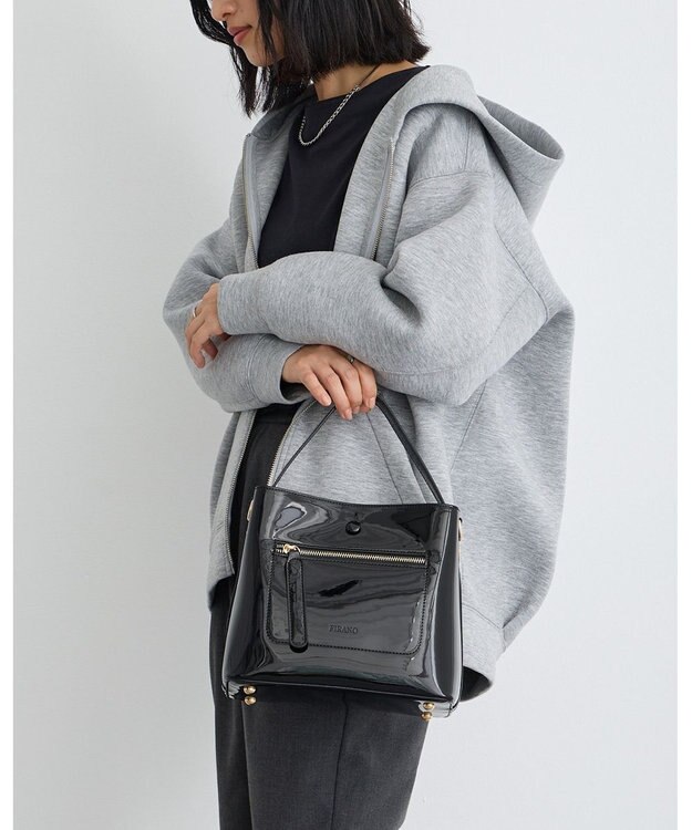 MioFIRANO スクエアエナメルハンドバッグ 2WAY　FIRANO フィラノ BLACK