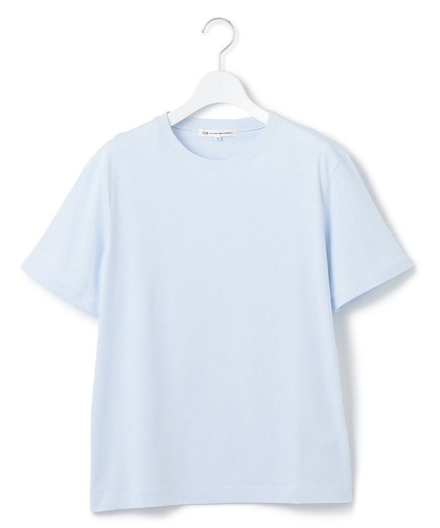 23区 L 【洗える】コンパクトヤーン スムース Tシャツ サックスブルー系