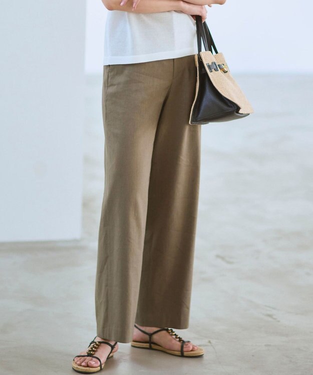 23区 【CanCam・CLASSY.掲載】リネンレーヨンストレッチ ワイドパンツ モカ系