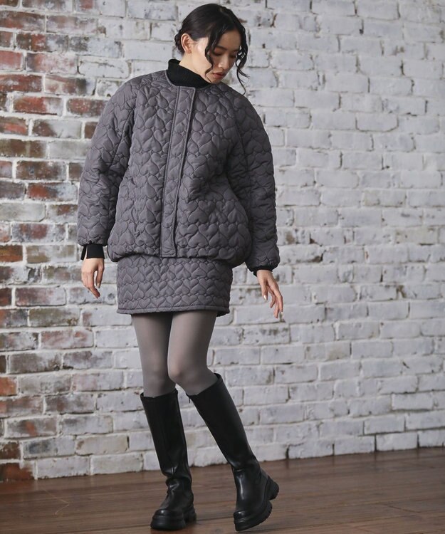 Green Parks ・ｓｗｉｎｇ　ｂｙ　ハートキルトコクーンブルゾン Charcoal Gray