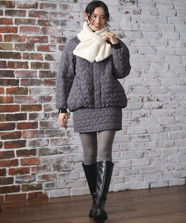 Green Parks ・ｓｗｉｎｇ　ｂｙ　ハートキルトコクーンブルゾン Charcoal Gray