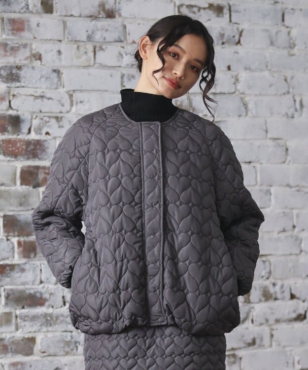 Green Parks ・ｓｗｉｎｇ　ｂｙ　ハートキルトコクーンブルゾン Charcoal Gray