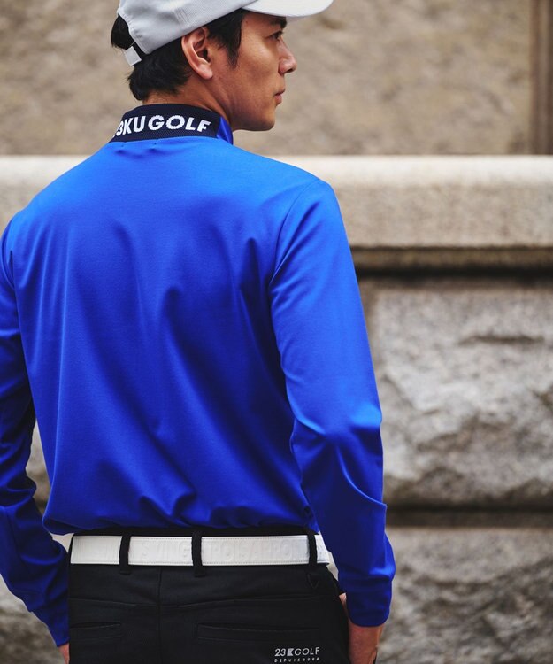 23区GOLF 【MEN】【吸水速乾/UVカット】スポーティ モックネックシャツ ダルブルー系