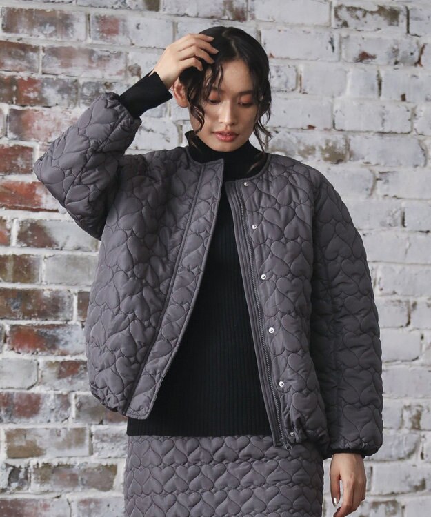 Green Parks ・ｓｗｉｎｇ　ｂｙ　ハートキルトコクーンブルゾン Charcoal Gray