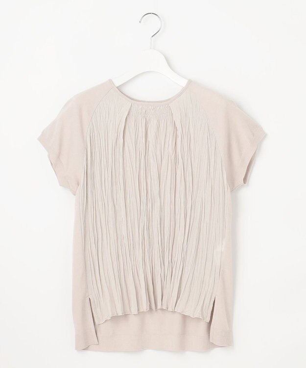 自由区 S 【洗える】ジョーゼットプリーツコンビ カットソー サンドベージュ