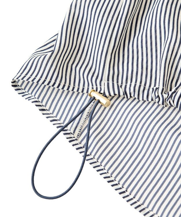 Green Parks 金ボタン裾ドロストシャツ Stripe