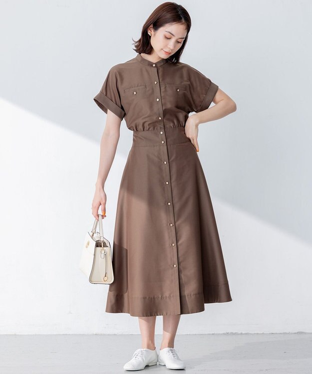 組曲 L 【洗える・涼感】シアーボイル ワンピース ダークブラウン系