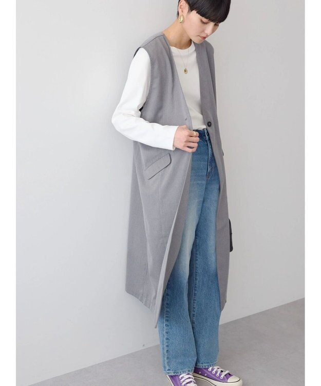 AMERICAN HOLIC ロングＶネックジレ Gray Mixture
