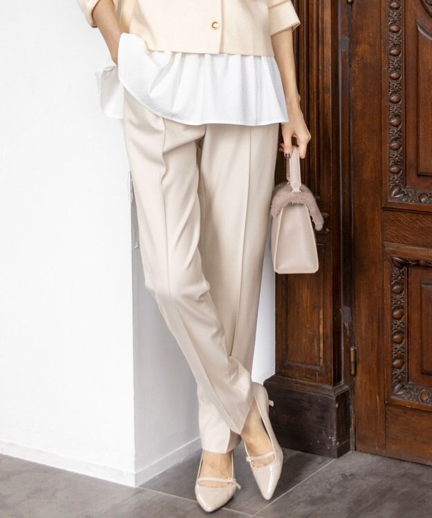 ANY SIS S ビューティサーモ2WAYストレッチ テーパードパンツ アイボリー