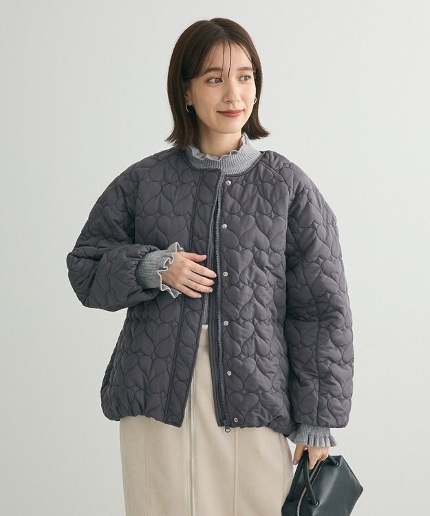 Green Parks ・ｓｗｉｎｇ　ｂｙ　ハートキルトコクーンブルゾン Charcoal Gray