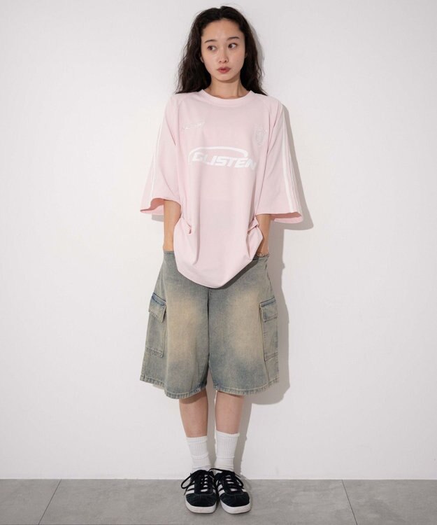 WEGO 【ユニセックス着用ITEM/MLサイズ展開】ゲームロゴスリーブラインT ピンク