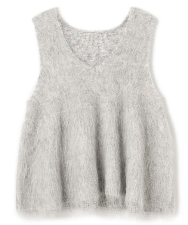 UNFILO 【野呂佳代さん着用】アルパカシャギー ペプラムジレ グレー