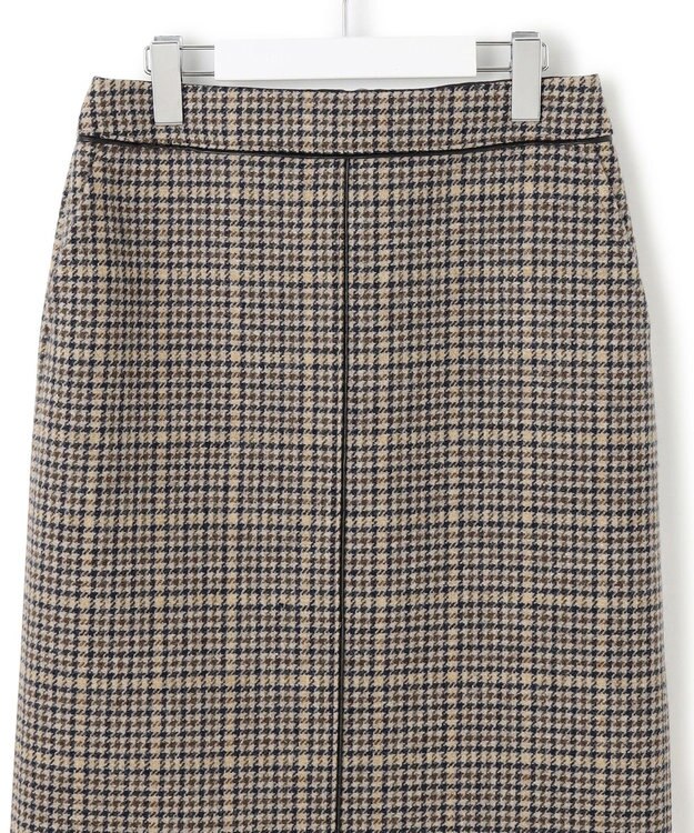 23区 【見上愛さん着用】ボンディングチェックツイード Iライン スカート ブラウンチェック
