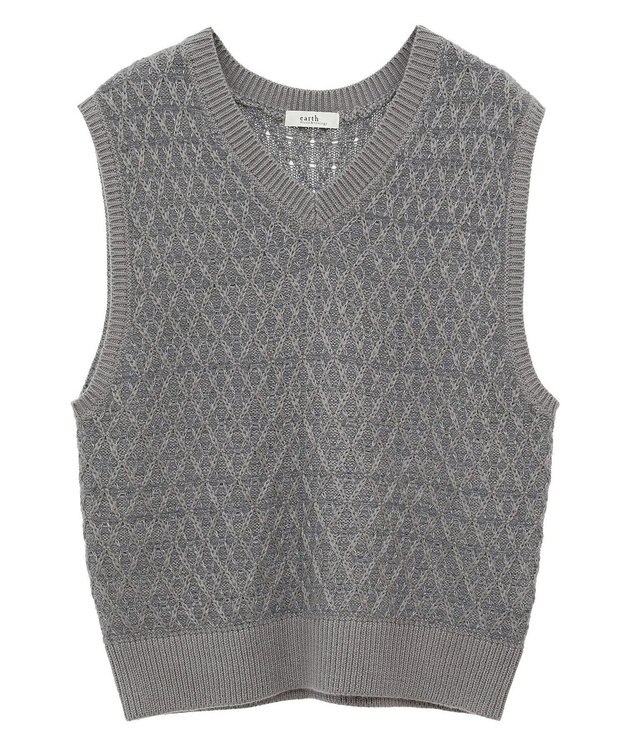 earth music&ecology ラメジャガードニットベスト Gray