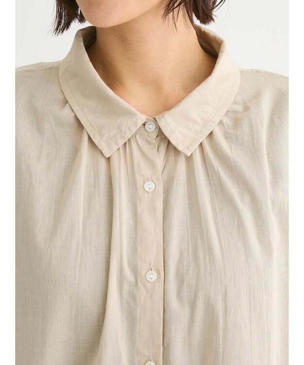 Green Parks インド綿 ボイルゆったりシャツ Light Beige