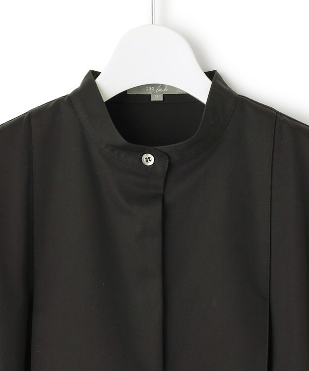 23区 【23区 lab.】ハイカウントコットン マキシ丈 シャツ ワンピース ブラック系