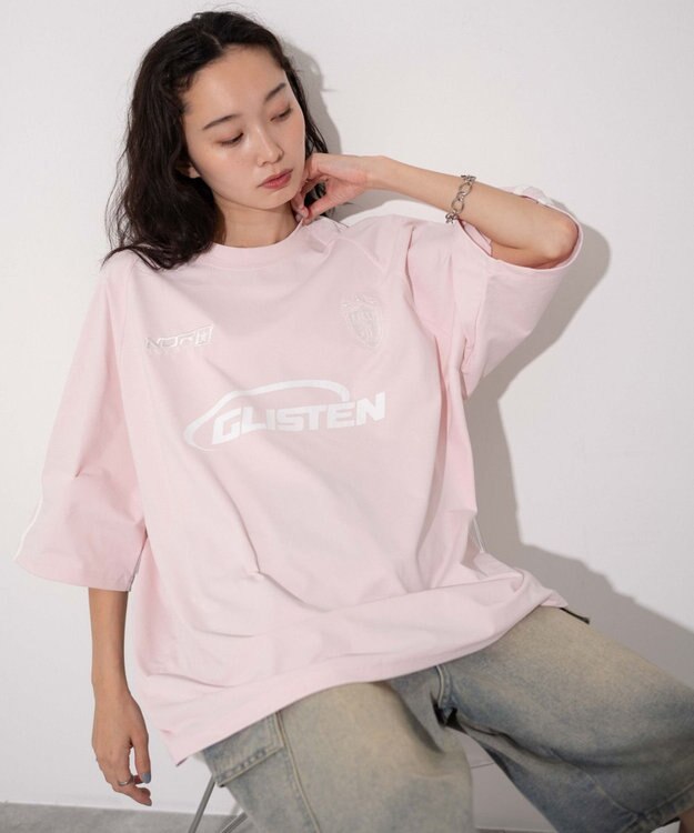 WEGO 【ユニセックス着用ITEM/MLサイズ展開】ゲームロゴスリーブラインT ピンク