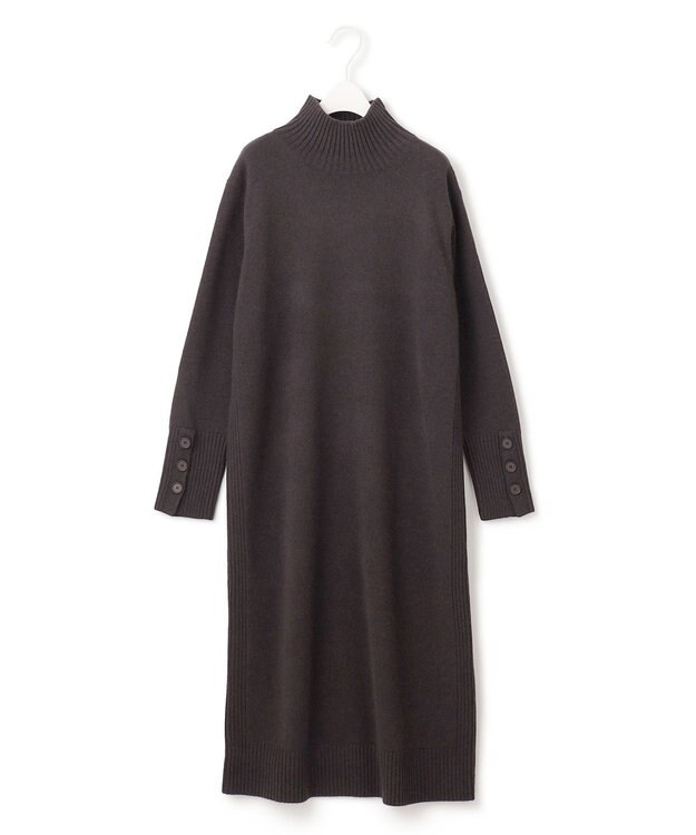 ICB 【WEB限定カラーあり・洗える】 ソフトカシミヤミックス ハイネックワンピース バーントブラウン系