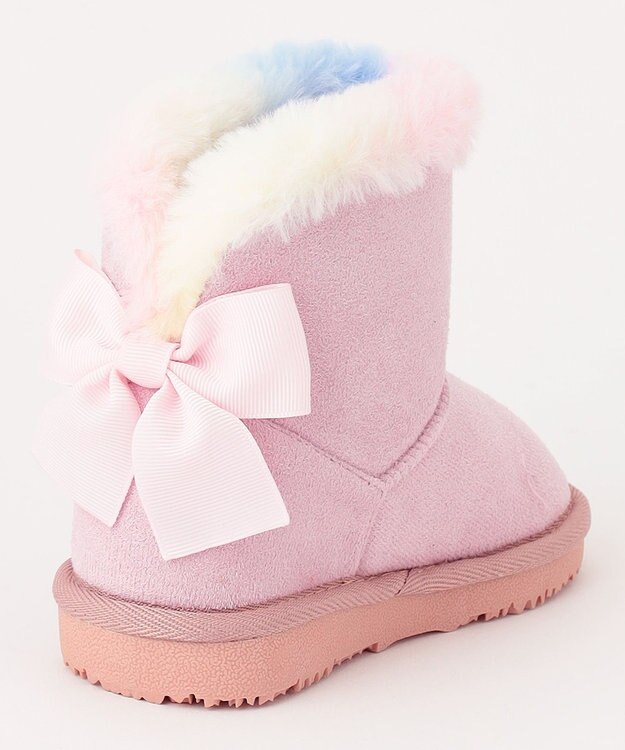 ANY KIDS フェイクムートン リボン ブーツ レインボー