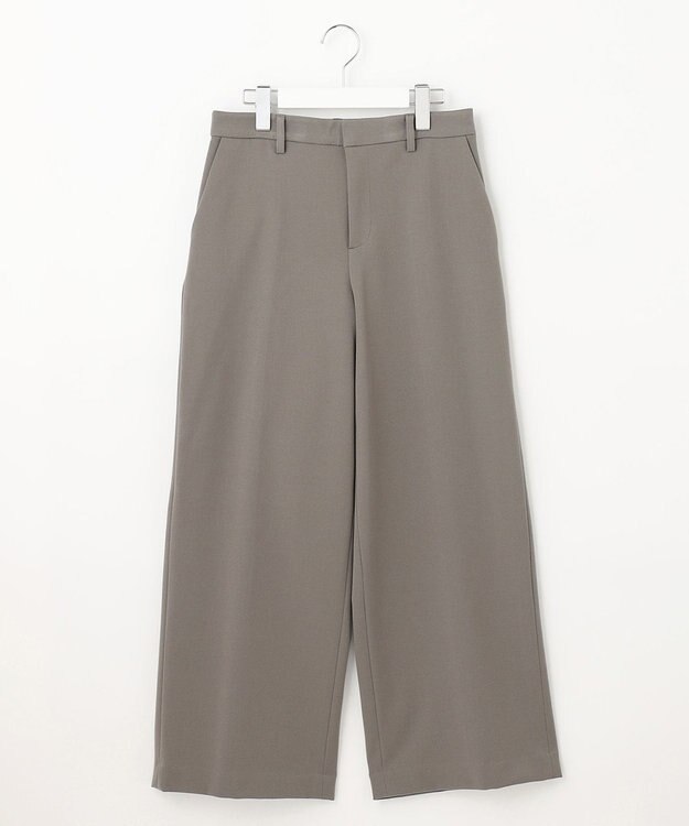 自由区 【裏起毛/撥水加工】TRギャバ ワイドクロップドパンツ カーキ系