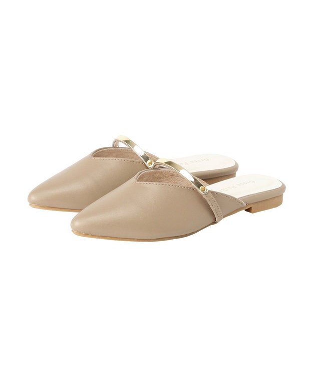Green Parks Ｖカットメタルパーツミュール Beige