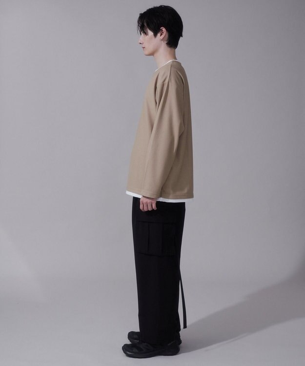 WEGO フェイクレイヤードキーネックT（LS） ベージュ