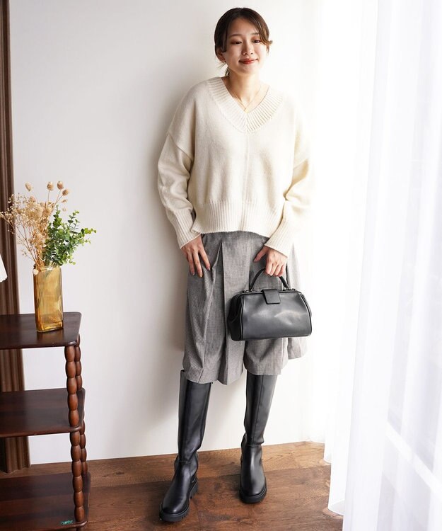 TOQUE 〈大草直子さんアドバイザー〉ベビーアルパカ 2WAY Vネックニット オフ