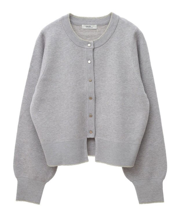earth music&ecology ラメジャカードカーディガン Light Gray