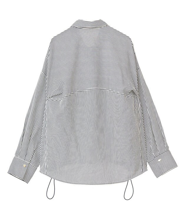 Green Parks 金ボタン裾ドロストシャツ Stripe