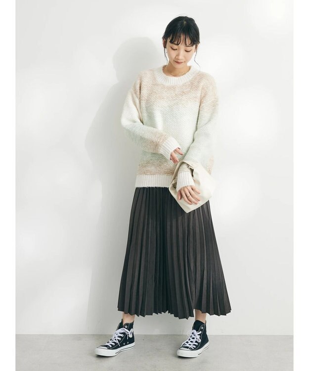 CRAFT STANDARD BOUTIQUE ピーチアコーディオンプリーツスカート Charcoal Gray