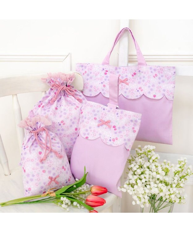 Mother garden マザーガーデン  野いちご 巾着 《小花いちご柄》 小 小花いちご柄